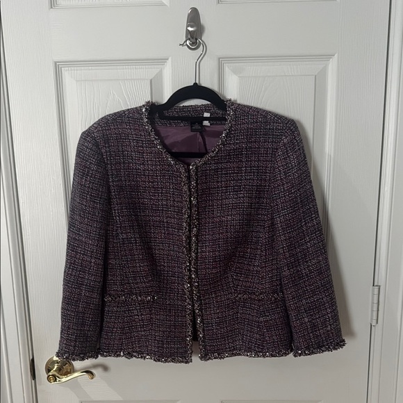 VINTAGE Andrea BEhar Tweed Jacket - Purple size 12 with bead detail - Picture 1 of 4